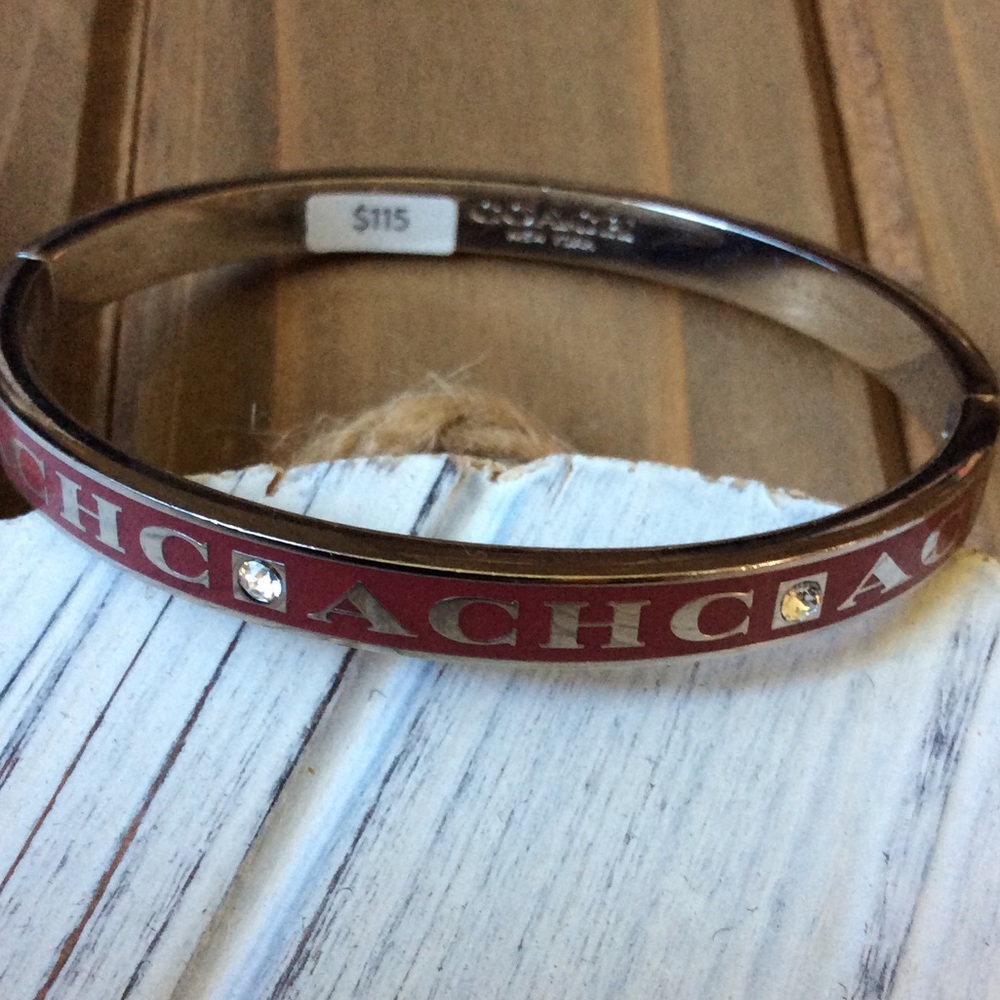 Coach Pave Hinged Enamel Bangle Bracelet NWT